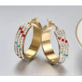 Wholesale Fashion Stainless Steel Crystal Big Gold Hoop Earrings